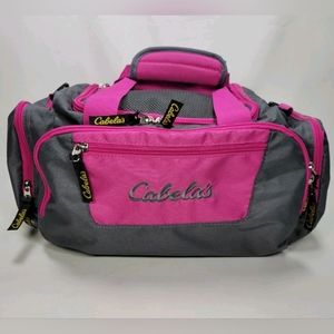 Cabela's 15" Duffle Bag Pink / Gray Overnight Gym Carry On Duffel 15x8x6"